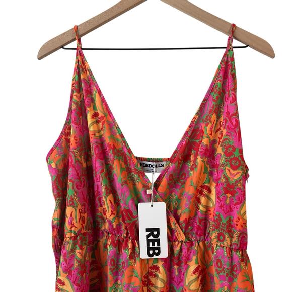 Rebdolls Womens Jumpsuit 1X Multicolor‎ Stretch Spaghetti Strap Pockets New - Picture 3 of 11